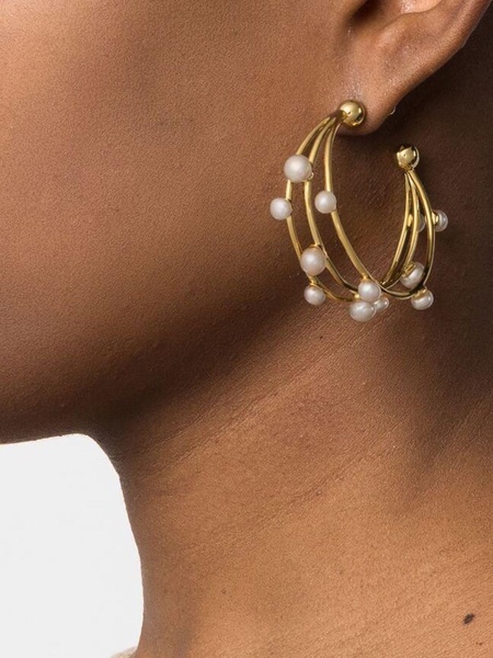 pearl-embellished hoop earrings