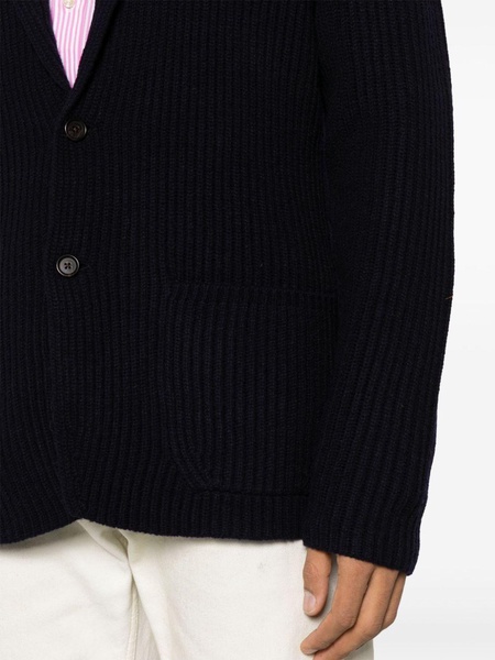 chunky ribbed wool-blend cardigan