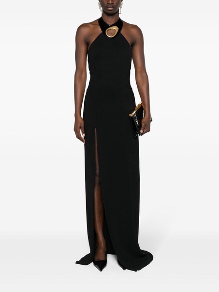 halterneck crepe gown