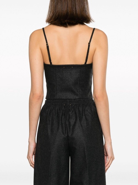 bustier-neckline cropped top