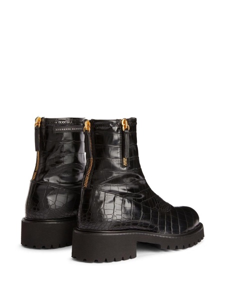 Avice embossed crocodile-effect boots 