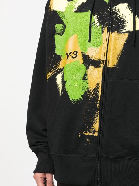 logo-print zip-up cotton hoodie