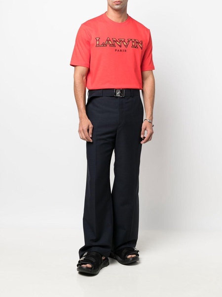 flared high-waisted trousers