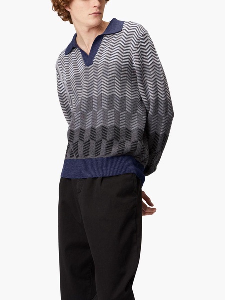 zigzag virgin-wool polo shirt