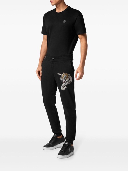 tiger-appliqué drawstring track pants