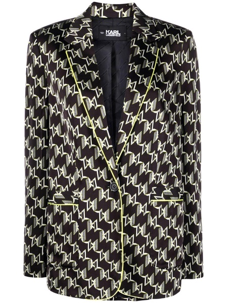 logo-print trimmed blazer