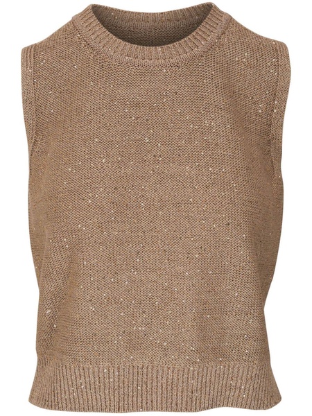 sequined fine-knit top