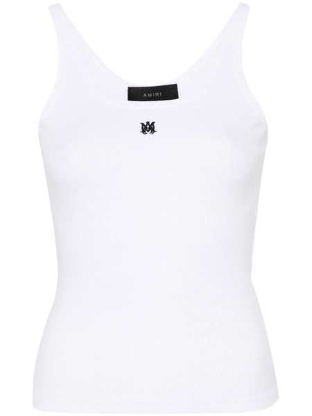 MA embroidered ribbed tank top