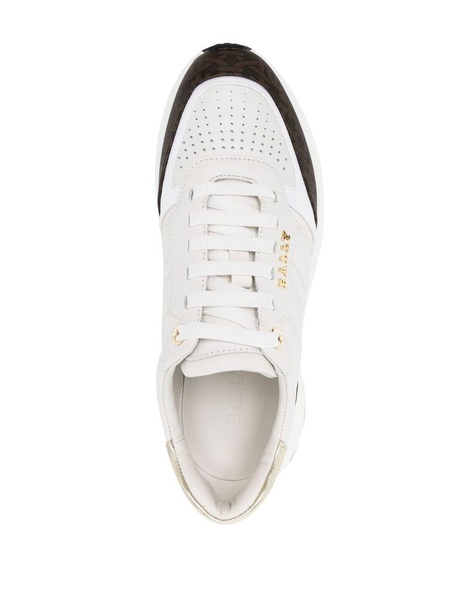 low-top monogram-panelled sneakers