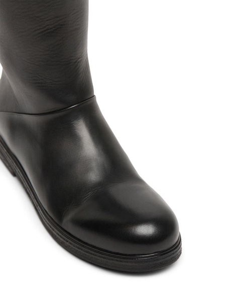 back zip leather boots