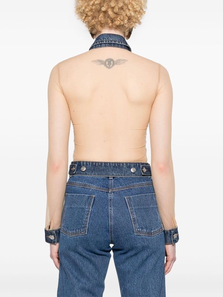 tulle-panels denim shirt