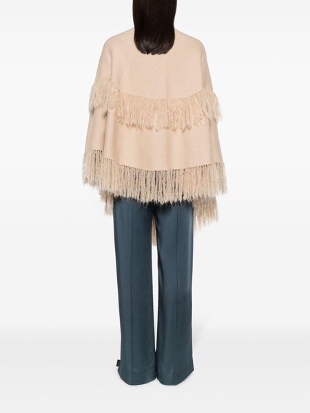 fringed wool-blend cape