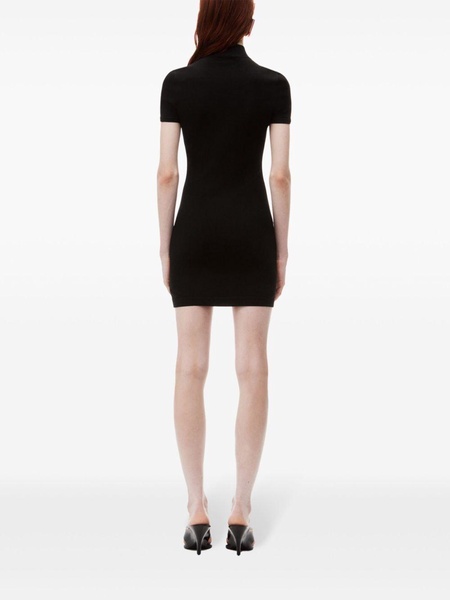 logo-embossed mock-neck dress