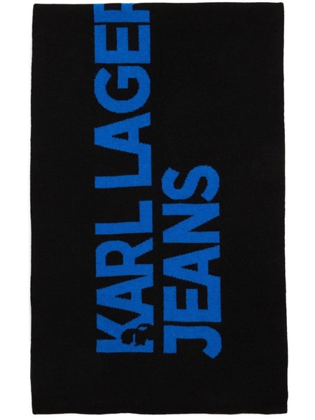 logo-embroidered knitted scarf