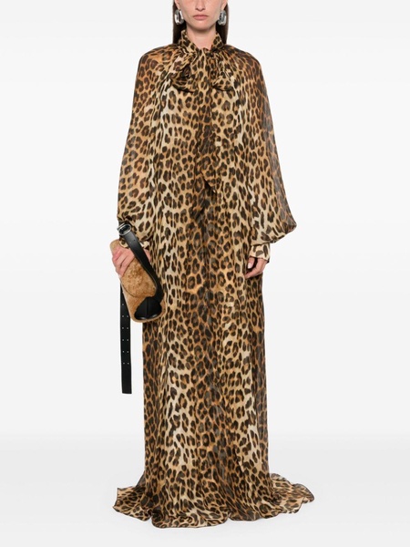 animal-print silk kaftan