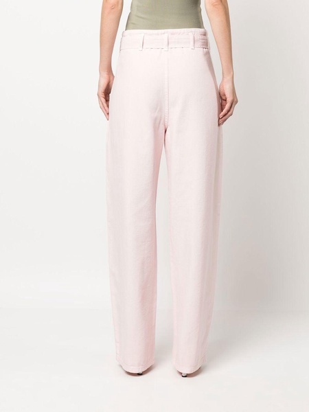 belted cotton gabardine trousers