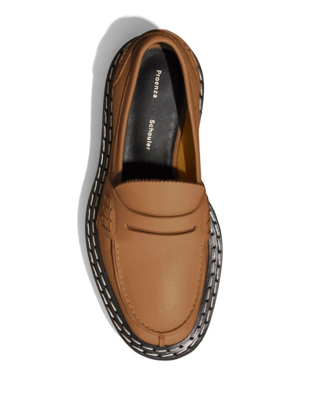 penny-slot leather platform loafers