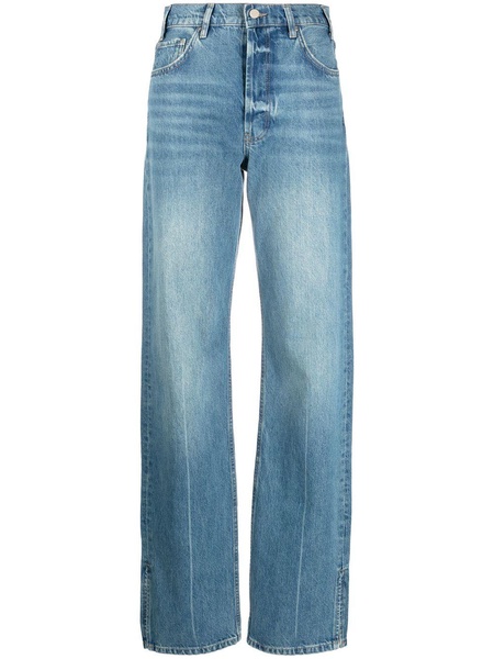 ankle-slit straight-leg jeans