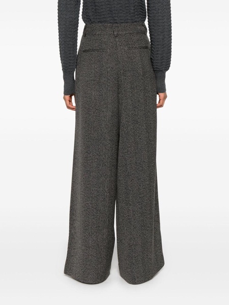 herringbone wide-leg trousers