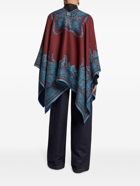 paisley-print wool cape