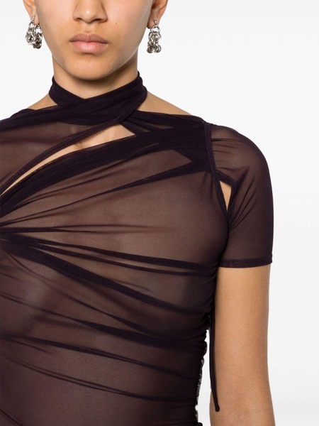 asymmetric draped mesh top