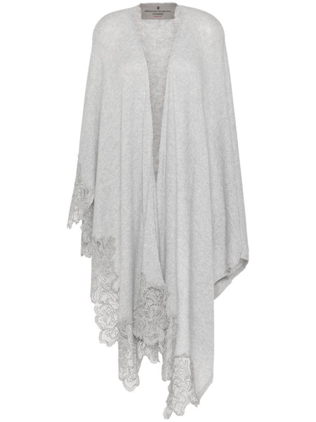 lace-trim knitted cape