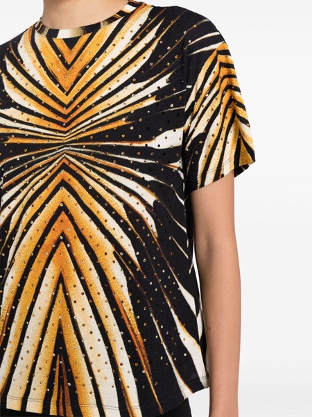 geometric-print crystal-embellished T-shirt