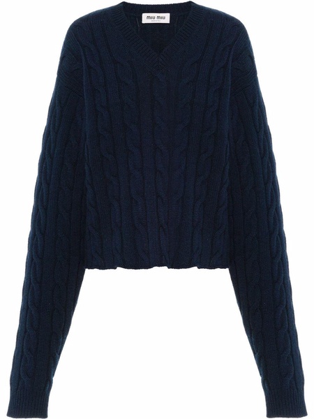 cable knit cashmere V-neck jumper