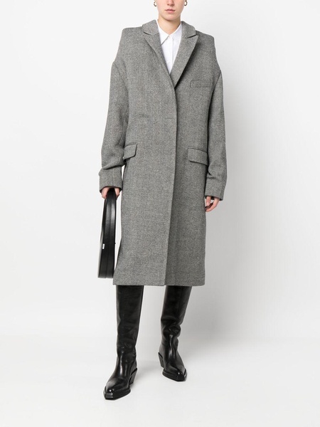 single-breasted herringbone coat