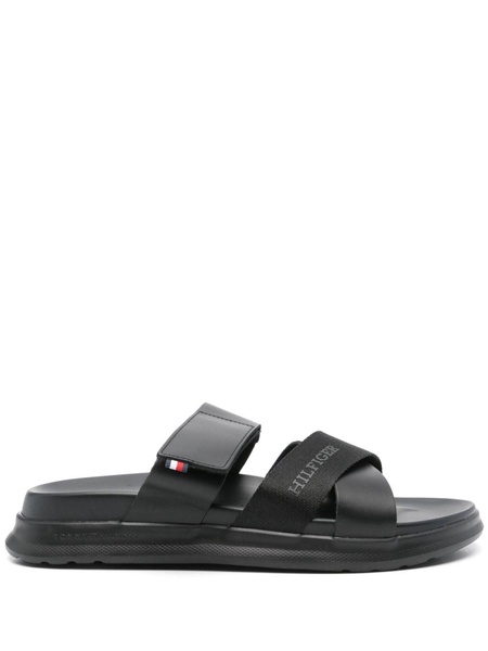 crossover-strap leather sandals