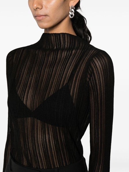 Amy ribbed-knit sheer top