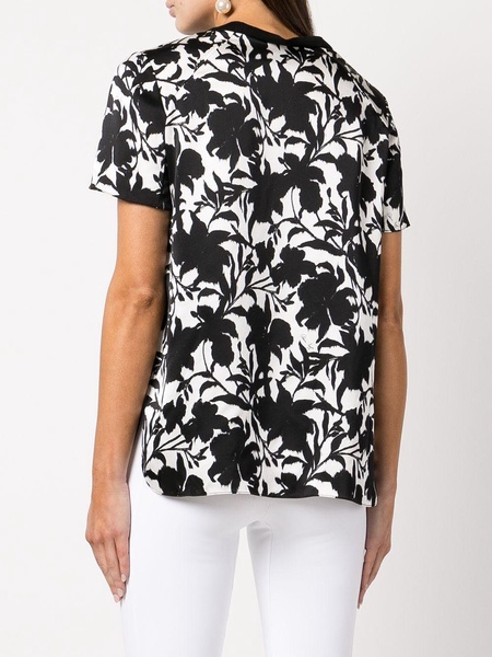 floral-print silk T-shirt