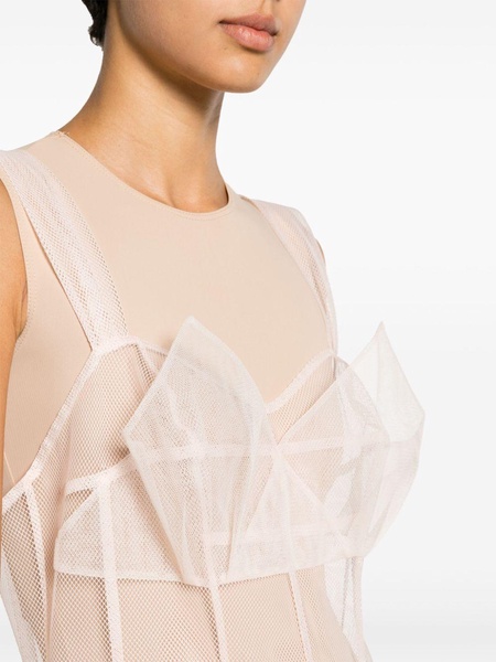 bow-detail tulle midi dress