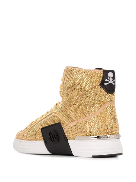 rhinestone-embellished high-top sneakers