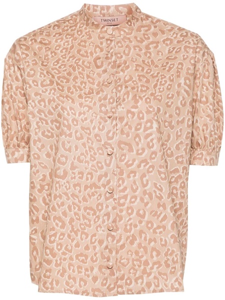 animal-print cotton shirt