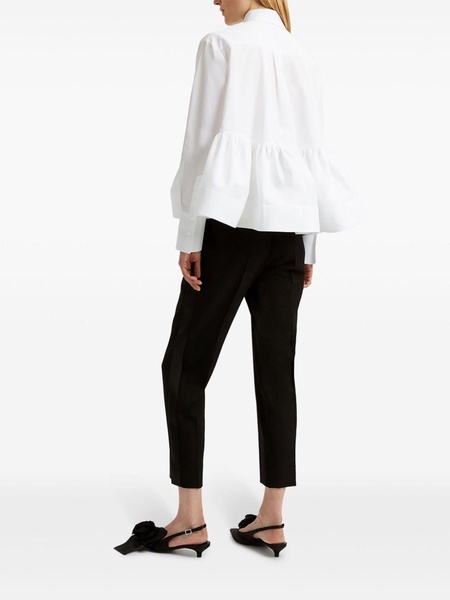 ruffle-panel cotton-poplin blouse