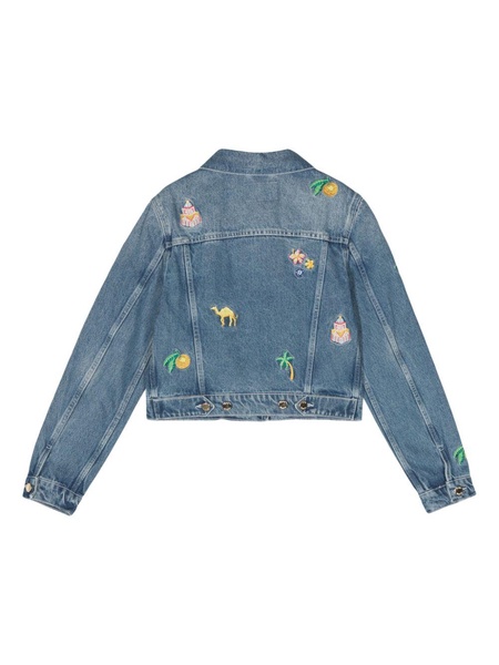 embroidered-motif denim jacket