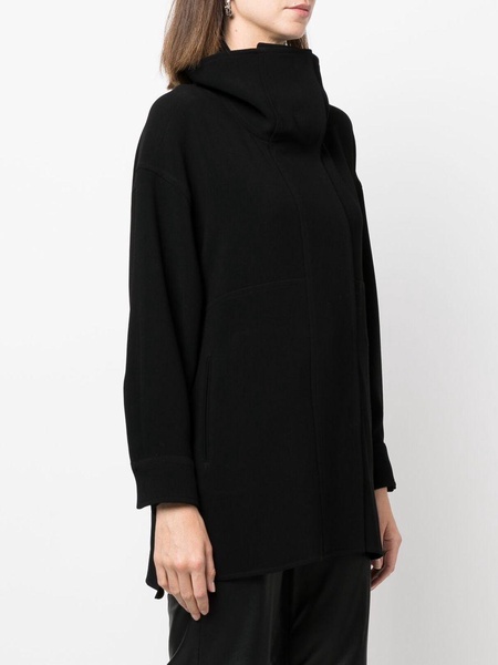 high-neck exposed-seam top