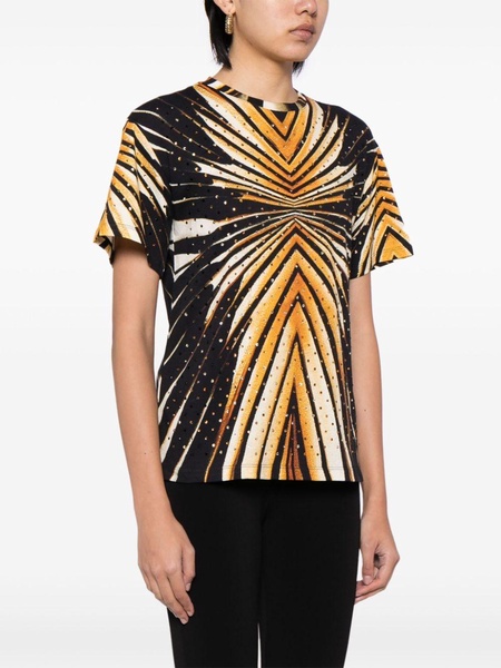 geometric-print crystal-embellished T-shirt