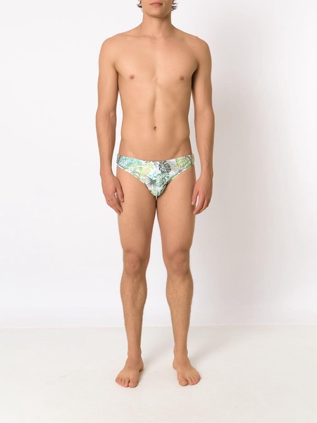 leaf print swim briefs