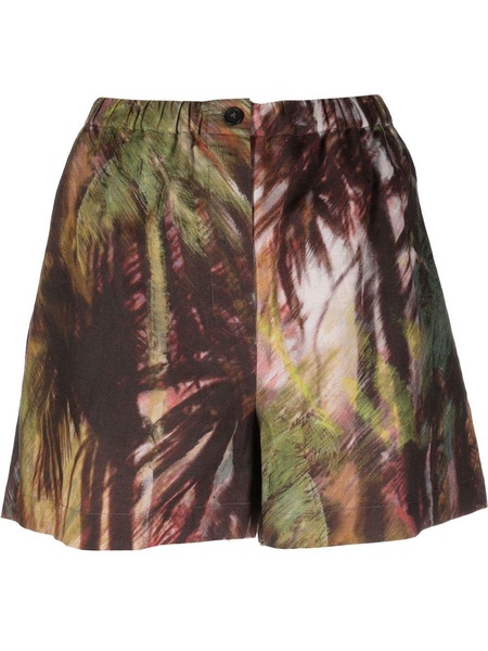 tropical-print shorts