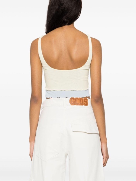 logo-patch layered mesh top