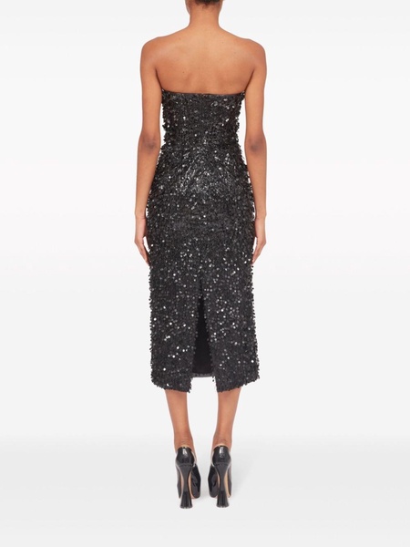 Hand-embroidered sequin midi dress