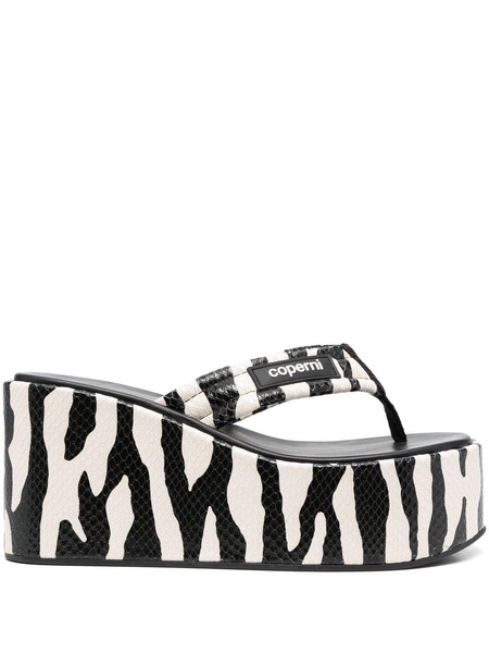 zebra-print 100mm wedge sandals