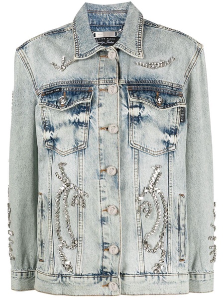 crystal-embellished denim jacket