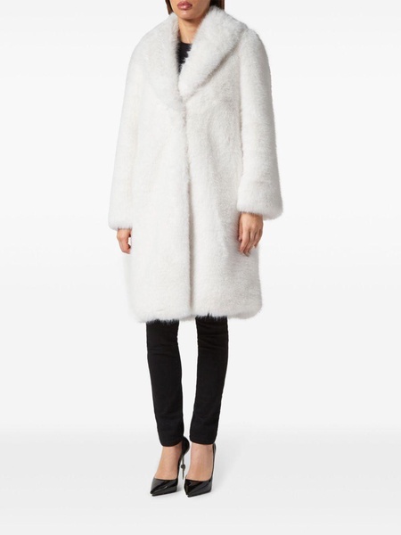 shawl-lapels faux-fur coat 