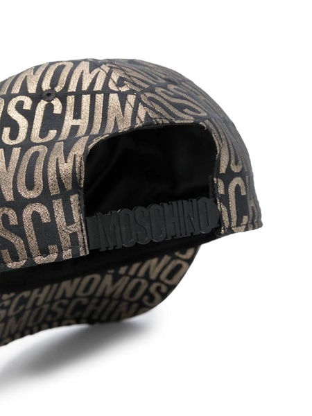 metallic logo-print cap