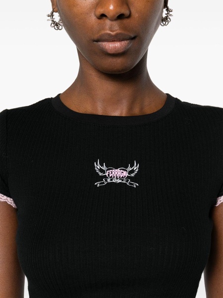 Punk logo-print ribbed top