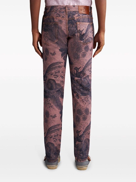 patterned-jacquard straight-leg jeans