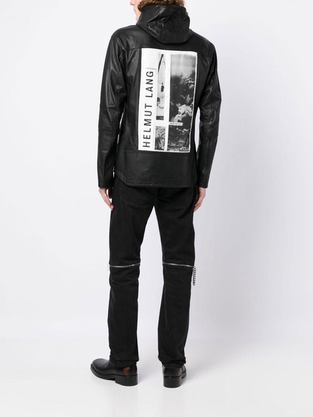 photograph-print leather jacket